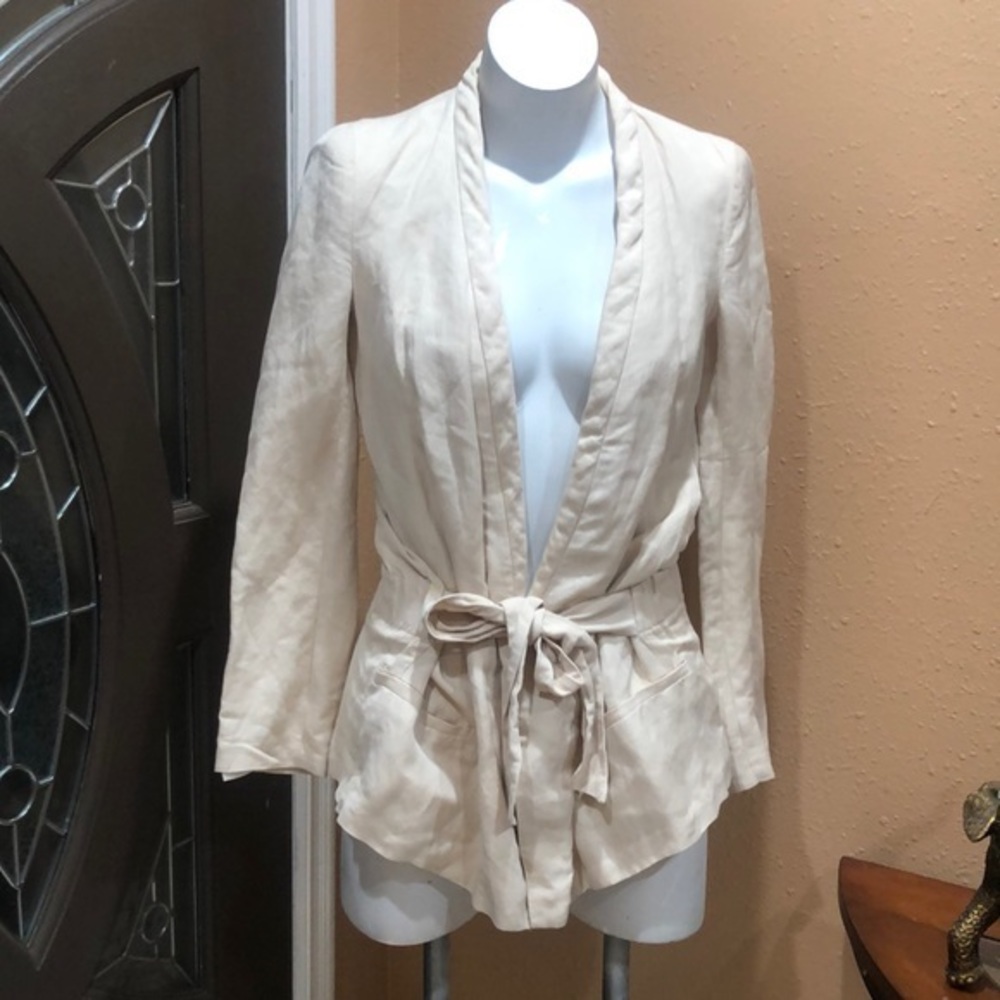 Zara Basic beige v neck wrap blazer jacket